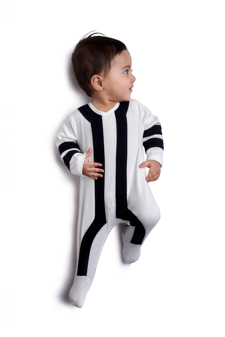 White and Black Jumpsuit for Babies