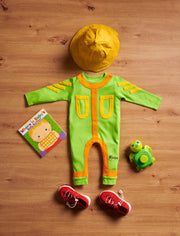 Green and Yellow Striped Jumpsuit for Babies