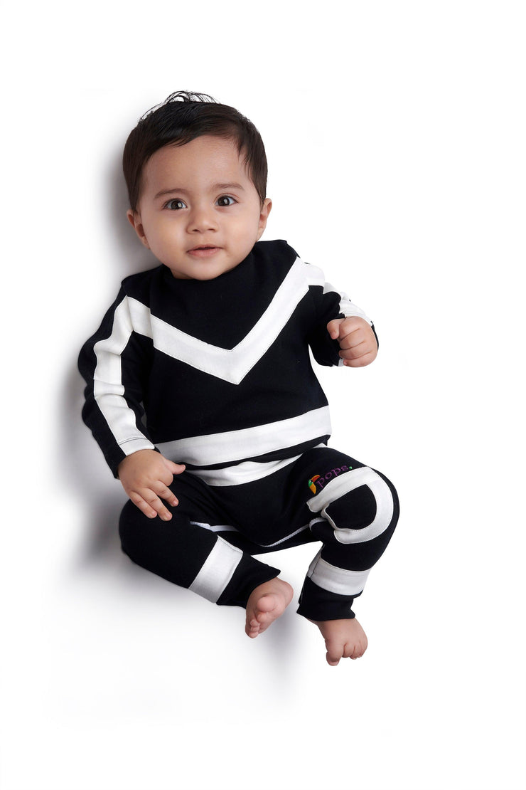 Baby in a Black and White Jumpsuit