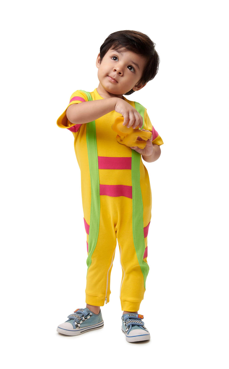 Yellow Striped Jumpsuit for Kids