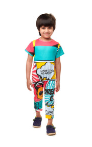 Kid in Printed Jumpsuit