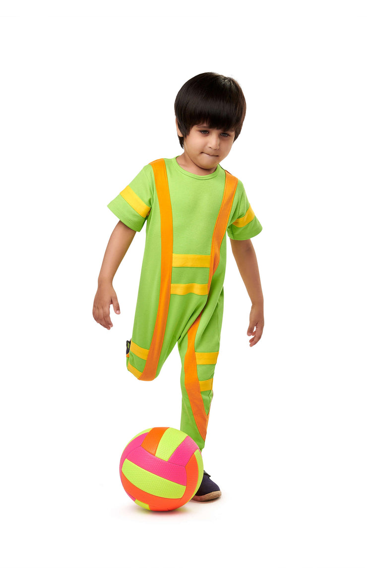 Green Striped Jumpsuit for Kids